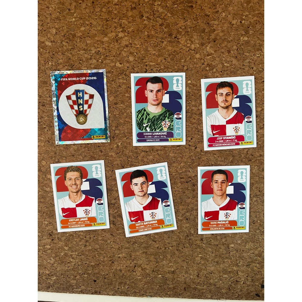 Panini 2026 FIFA World Cup Croatia Sticker Lot 6pc Crest Livakovic Stanisic CRO